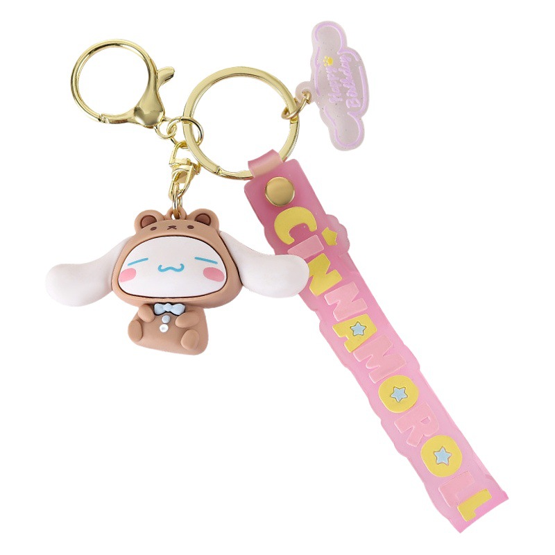 Llavero de dibujos animados de Sanrio con diseño de perro de orejas grandes, colgante, adorno de llavero de Kuromi, artículos pequeños, pequeño regalo