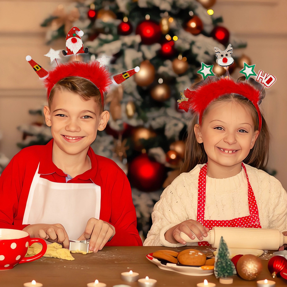Nuevas diademas navideñas 2026 para niños y adultos, suministros de decoración para fiestas, diademas con cuernos de reno, decoraciones navideñas.
