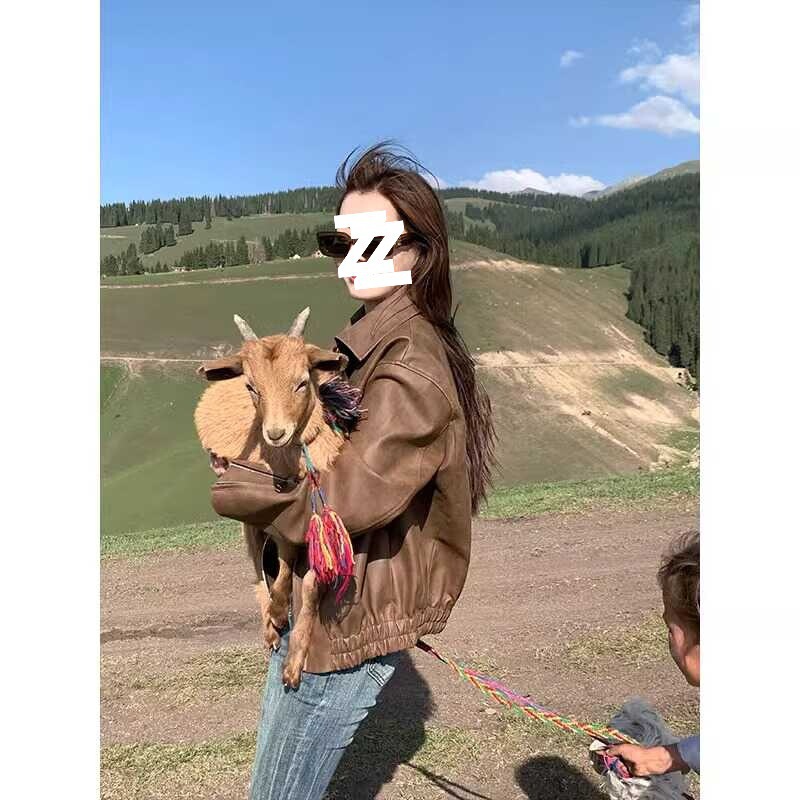 棕色皮衣外套女2025秋冬新款美拉德美式复古pu皮小个子机车服上衣|undefined
