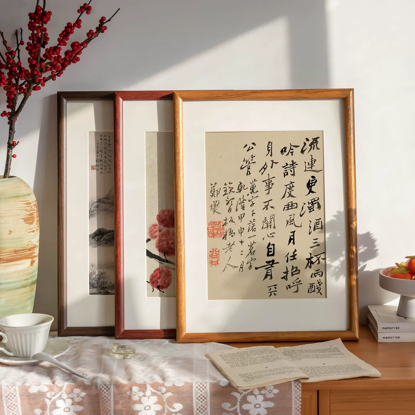 复古实木新中式画框高级感字画挂墙外框书法油画摆台空框手工定制