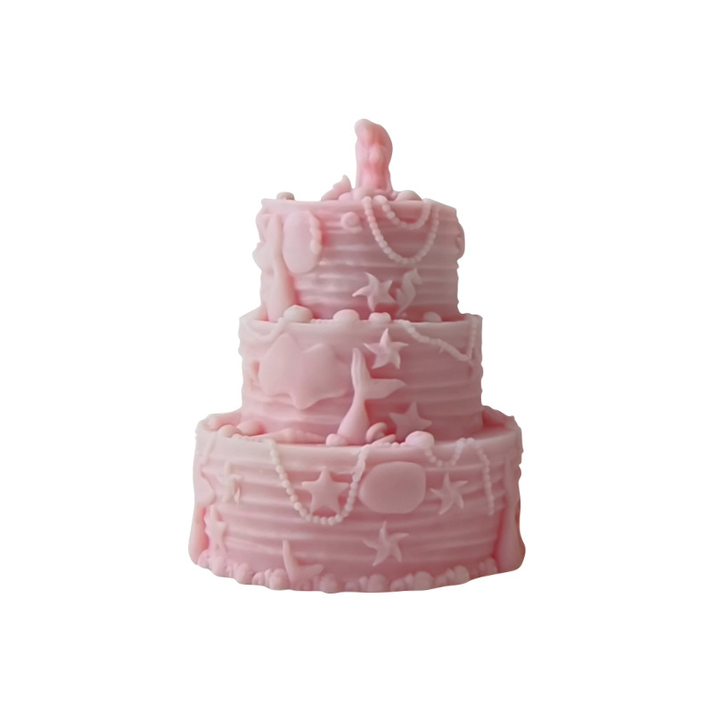 Nuevo 3D sirena pastel molde DIY aromaterapia vela simulación cumpleaños pastel casero adornos de yeso
