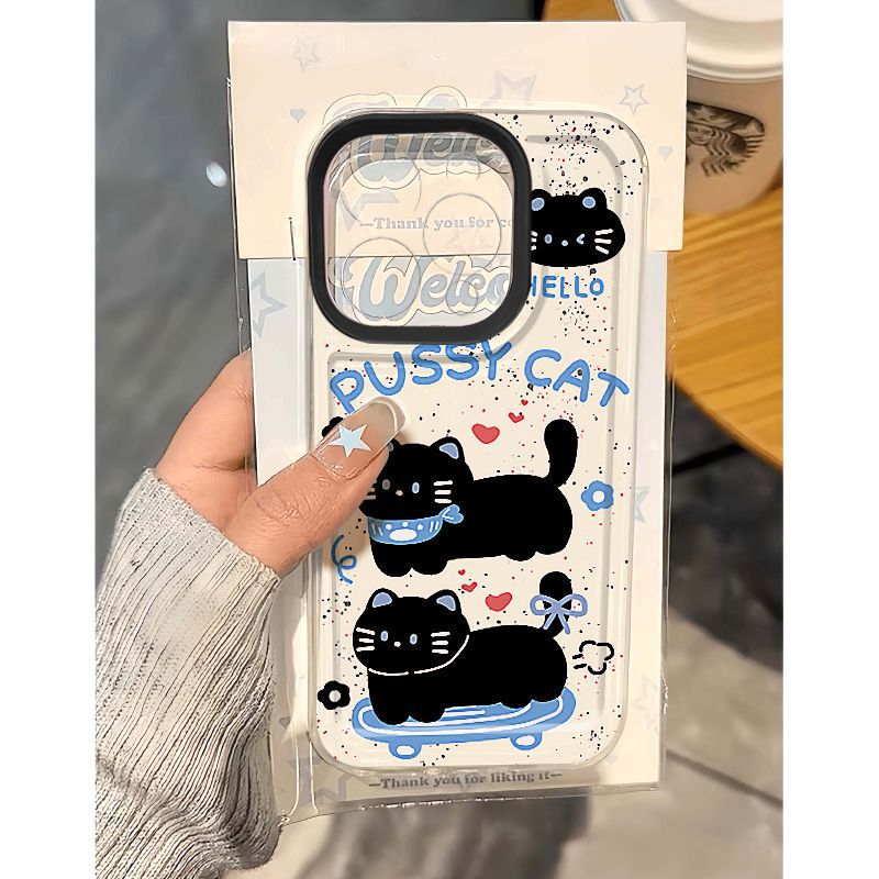 Cute Little Black Cat Space Shell for iphone16pro Phone Case Apple 15 Protective Case 14/13 Soft Case 12 Cute Little Black Cat Space Shell for iphone16pro Phone Case Apple 15 Protective Case 14/13 Soft Case 12