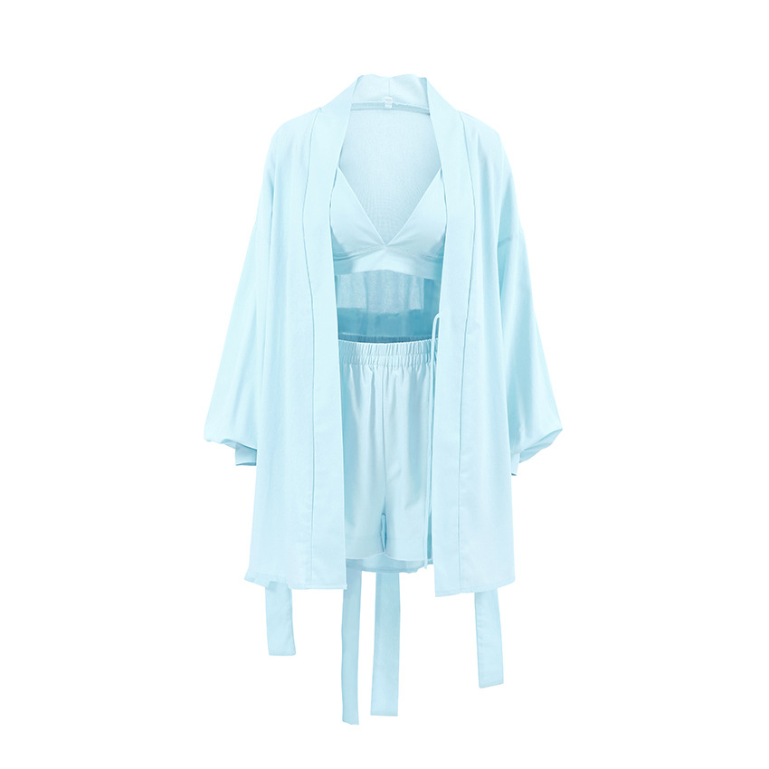 413g Weight Long Sleeve Sleeve Length Pajamas Lingerie Type Cotton Fabric Type Short Top Length Shorts Sets Sets Type 3 Pieces Set Quantity Home, Outdoor Occasion Halter Neck Neckline Breathable Function Regular Fit Fit Type Solid Color Pattern Summer, Spring Season Women's Gender Simple Style Style Home Outdoor Women's Simple Style Solid Color Cotton Shorts Sets Pajama Sets 6