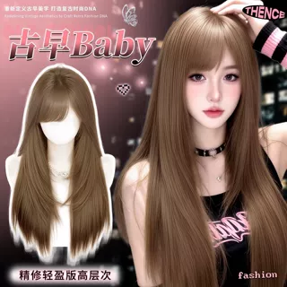 假发女古早精修高层次齐刘海长直发修颜减龄Lolita整顶玫瑰网假发