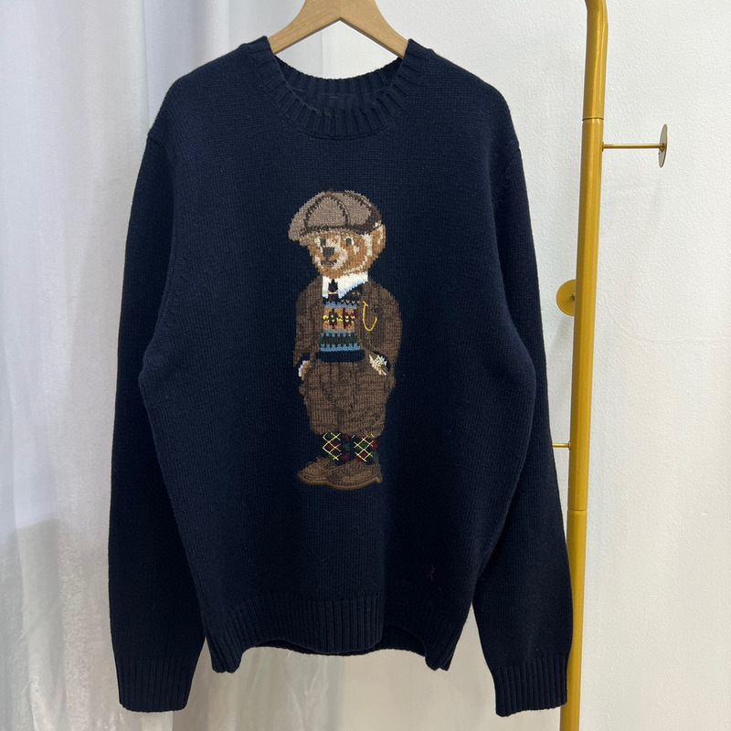 Foreign Trade Autumn and Winter Style Wool Cartoon Bear Heavy Embroidery Round Neck Preppy Style Age-Reducing Versatile Sweater for Women A61 Foreign Trade Autumn and Winter Style Wool Cartoon Bear Heavy Embroidery Round Neck Preppy Style Age-Reducing Versatile Sweater for Women A61