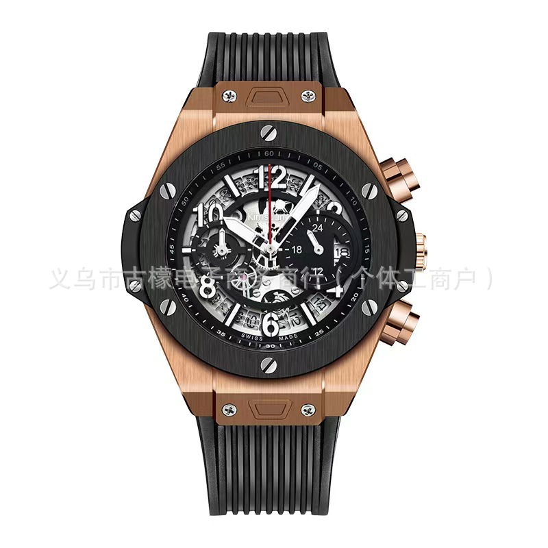 Foreign Trade Popular Kingston Genuine Belt Tourbillon Full Quartz Watch Waterproof Luminous Business Men's Watch