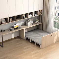 キャビネット式ステルス折り畳みベッドコーナーデスク書斎本棚一体多機能小戸型家庭用昼寝オフィス
