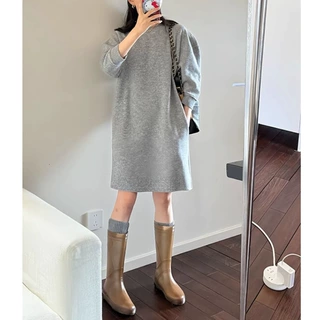 巨好看正式场合端庄小香风内搭灰色显瘦遮肉连衣裙子女秋冬2025潮