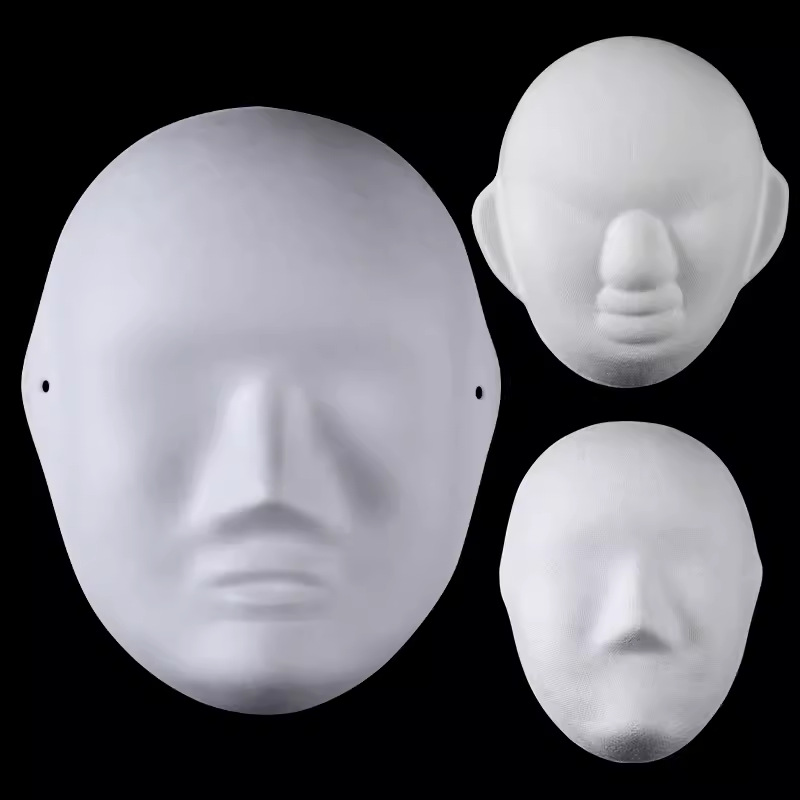 纸浆面具女脸眼睛不开孔面具小和尚白胚面具迷你小面具画画手绘面