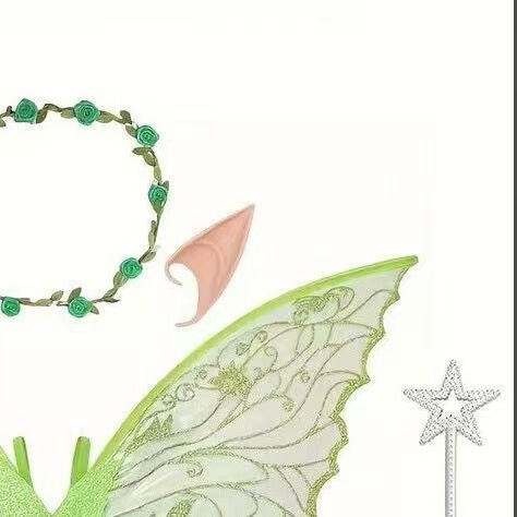 Halloween New Elf Wings Dress up Large Organza Gold Powder Shiny Transparent Wings Elf Ears Garland