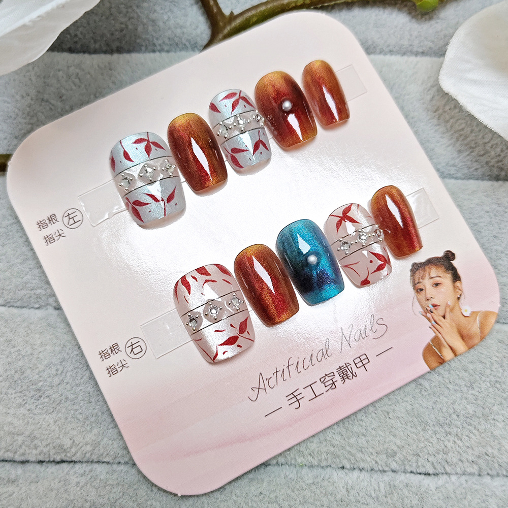 10 piezas decodificadas piezas de manicura portátil dulces parches de uñas de terapia de luz pequeño libro rojo venta caliente de alta calidad de uñas