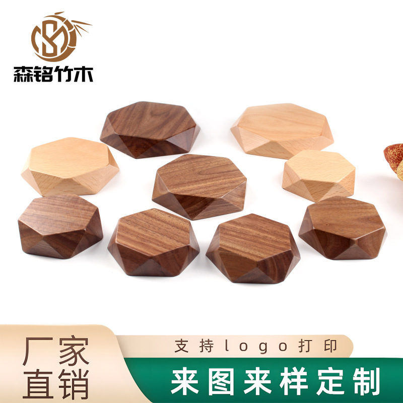 多角形ヤケヤキ胡桃木ベース木製モデル展示台造景ベース実木人形手作り木ベース|undefined