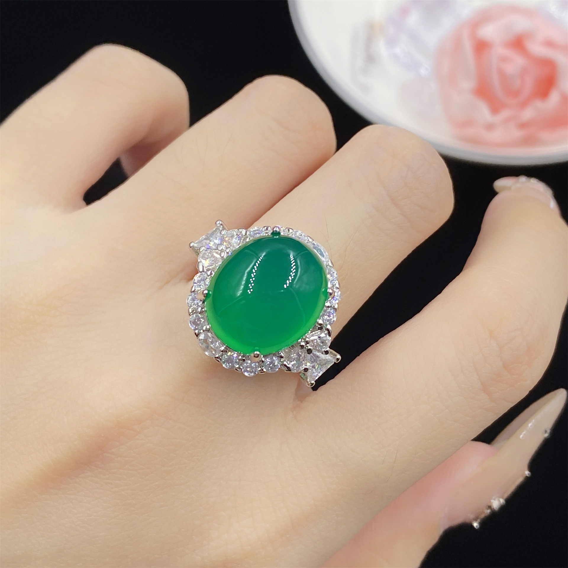 Organic agate one size set jade