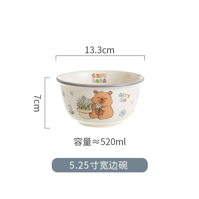 家庭用セラミックアンダーグレーズカラー漫画食器と食器セットかわいいボウルライスボウルサラダボウルクリエイティブスープボウルフィッシュプレート|undefined