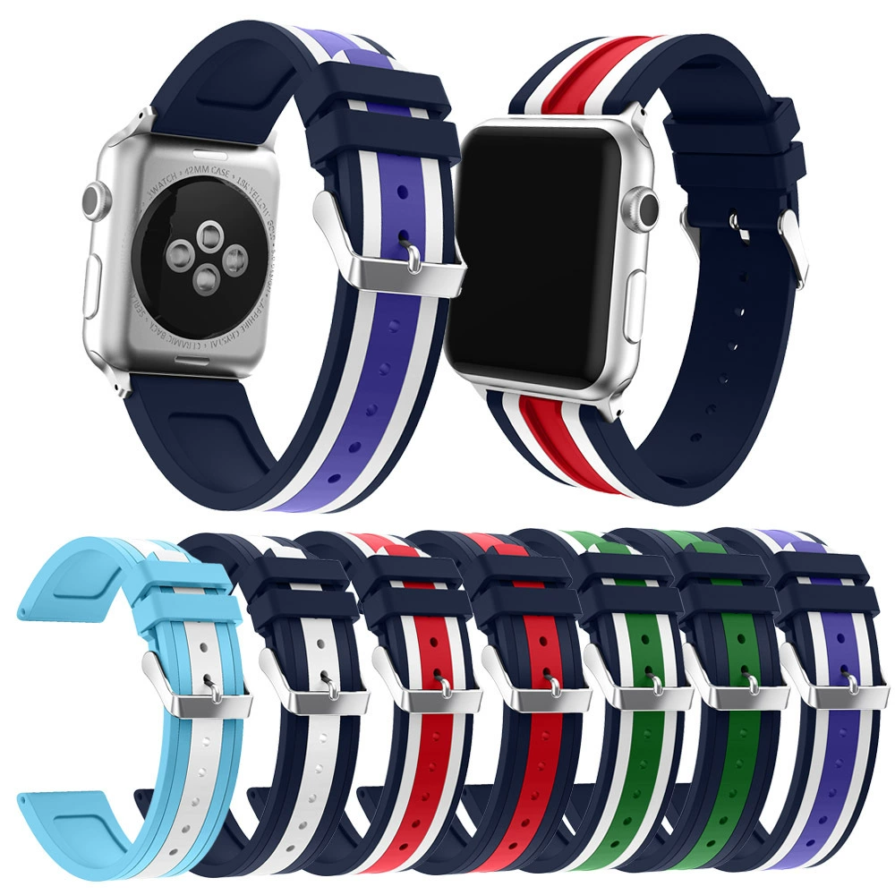Apple, силиконовый двухцветный ремешок для часов, три цвета