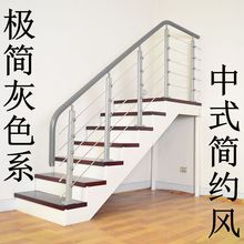 楼梯扶手实木栏杆别墅复式阁楼围栏平台飘窗阳台PVC简约立柱护栏