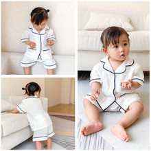 2021夏季短袖套装儿童韩版婴幼儿舒适睡衣薄款纯色居家服宝宝衣服