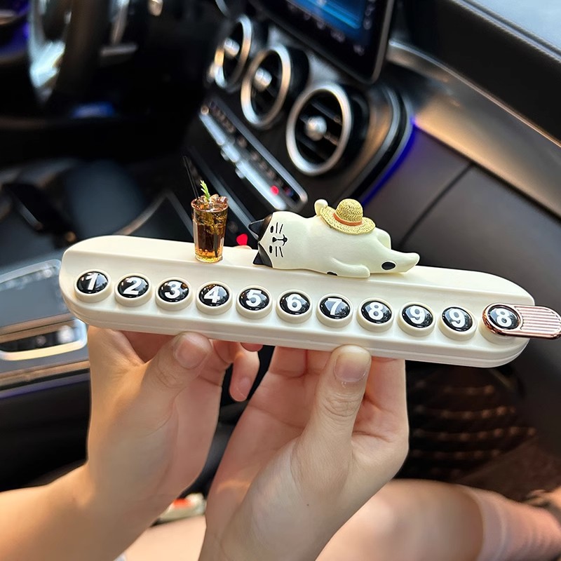 Tarjeta de estacionamiento temporal del automóvil, placa de matrícula, automóvil, teléfono móvil, niña creativa del automóvil, decoración del automóvil
