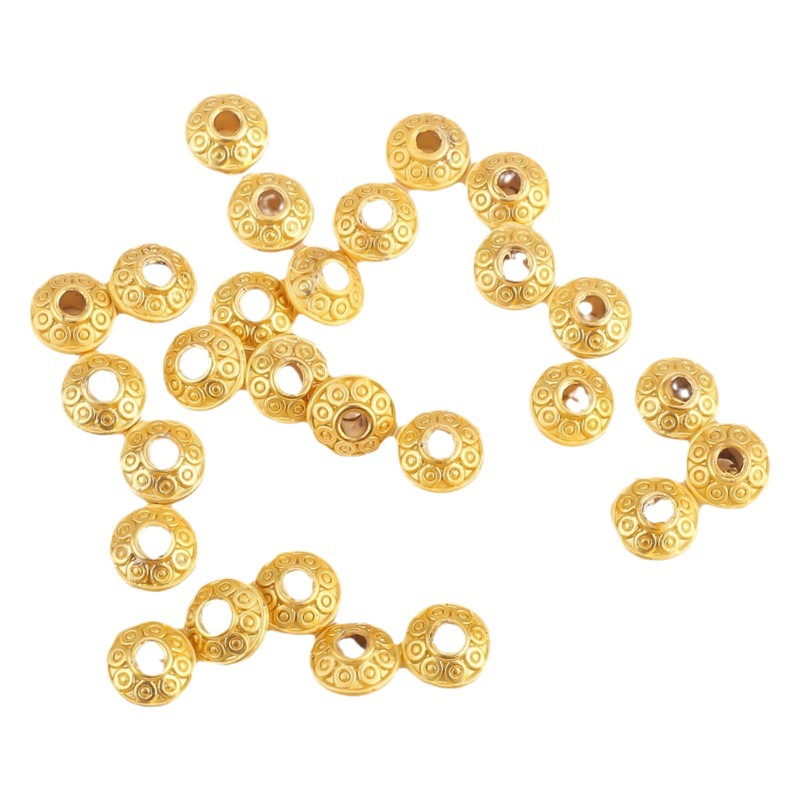 18K arena oro antiguo oro color protección cuentas redondas ovni espaciador diy pulsera collar accesorios de joyería al por mayor