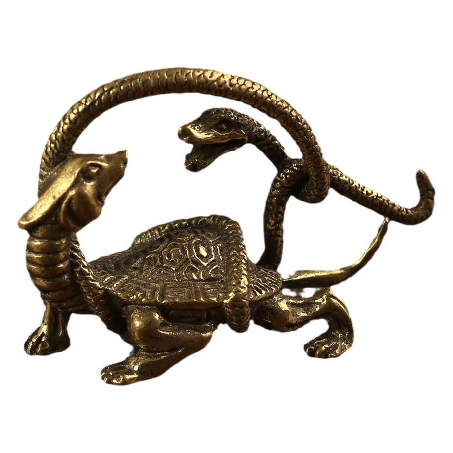 Тан Тенг Латунь Четыре мифические звери Зеленый Дракон Сузаку Белый Тигр Сюаньу Медные резные украшения Чай Домашние животные Ремесла Маленькие украшения