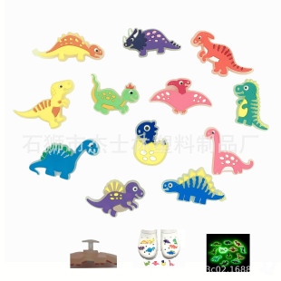 New cartoon luminous dinosaur series hole shoes garden shoes jewelry plastic detachable shoes flower accessories manufacturers wholesale
