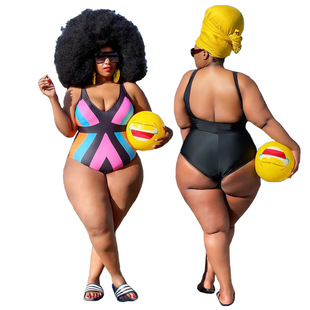CY0193 Cross-border European and American Women's Summer Digital Printing Slim-fit Leaky-back Large-size Jumpsuit Swimsuit