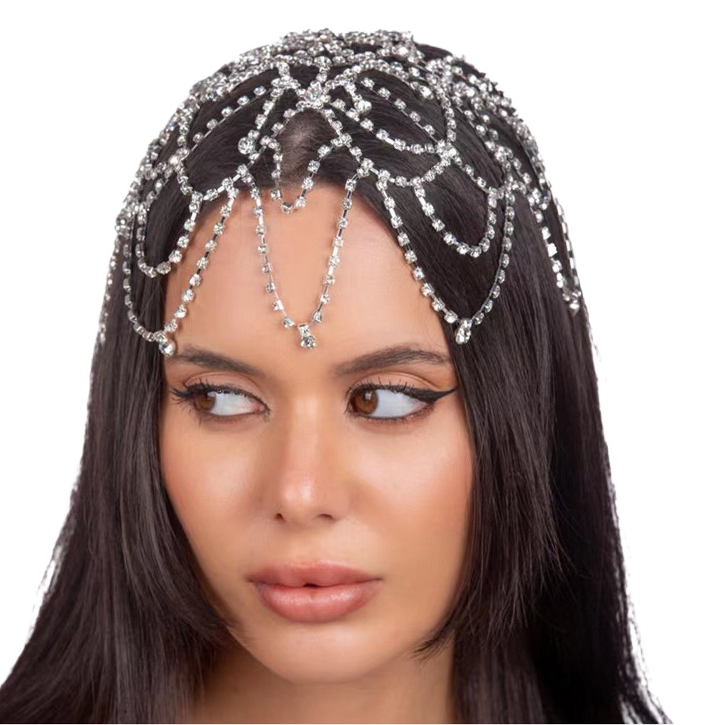 Cross-Border fashion hot selling headdress chain European and American fashion full diamond mesh personality temperament forehead jewelry hair accessories hair