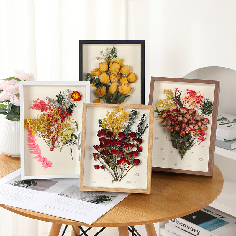 Three-Dimensional Hollow Photo Frame Rose Specimen Home Decoration Wall Hanging Handmade DIY Frame Picture Frame New Chinese Style