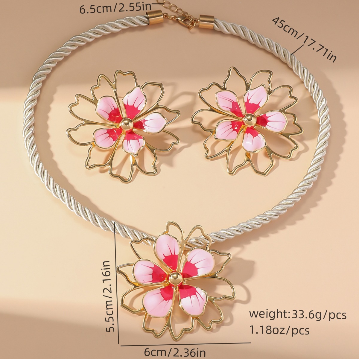 Flower Pattern All Seasons Season Women's Gender Retro Exaggerated Flower Alloy Women's Jewelry Set