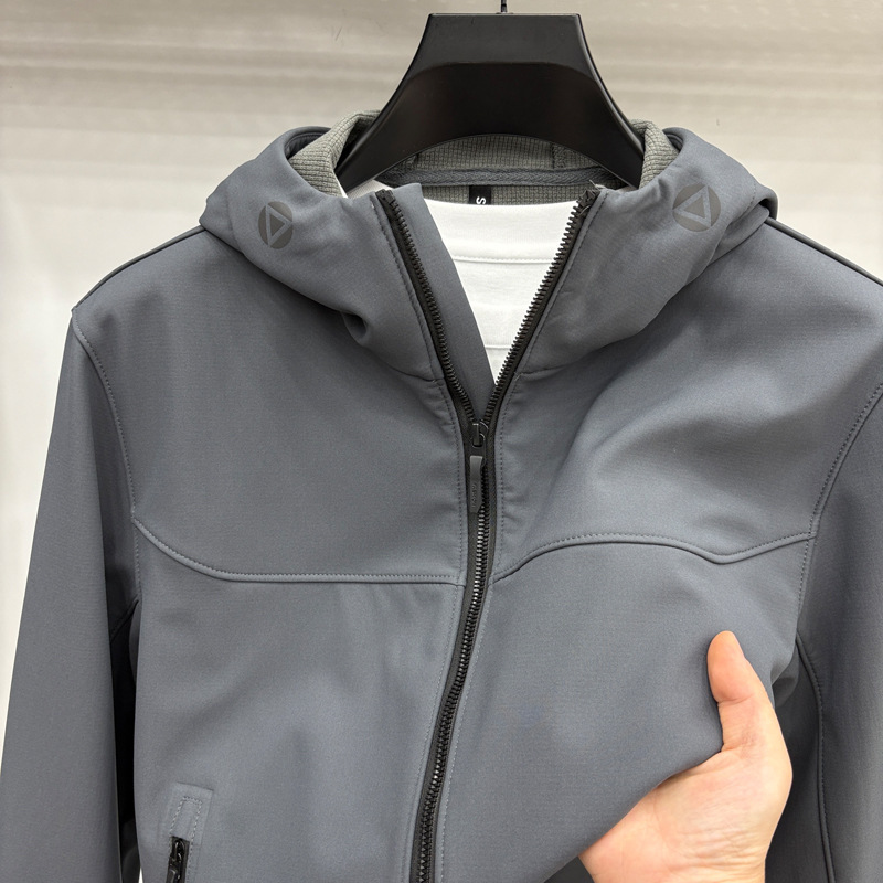 Outdoor Soft Shell Jacket Tommy Tommy Autumn and Winter Men's Hooded Jacket Sports Casual Fashion Versatile Jacket
