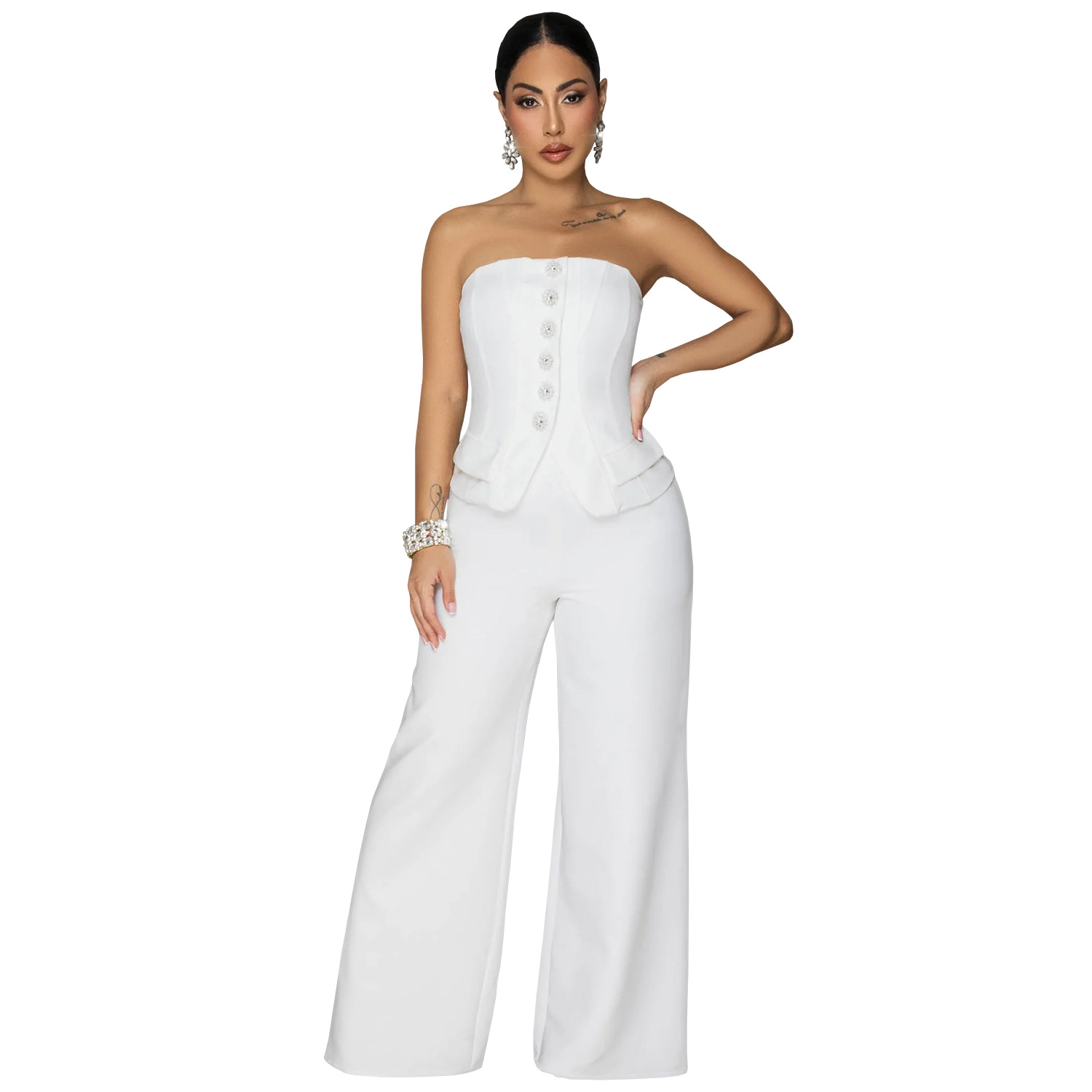 C7628 Aliexpress transfronterizo Amazon Europa y América moda de mujer sexy un pecho de espaldas casuales pantalonés de piernas
