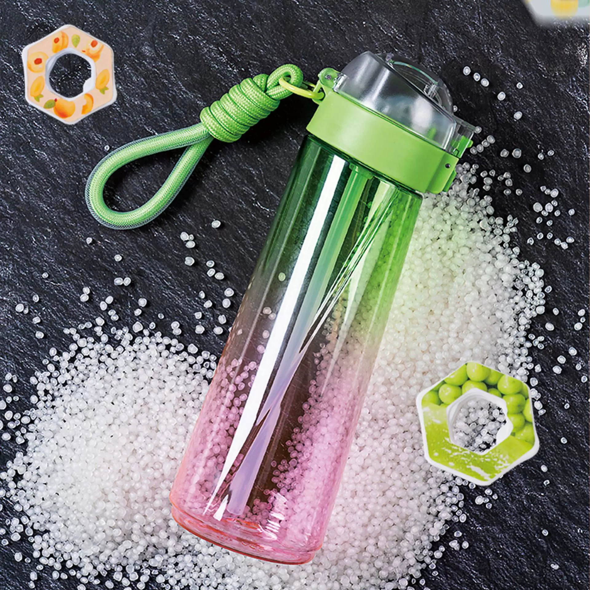 果香味杯渐变色创意水杯女生高颜值运动健身学生儿童带吸管手柄