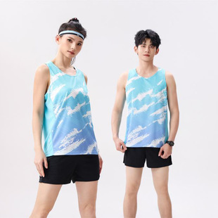 Physical Examination Track and Field Competition Suit for Men and Women Printed Marathon Running Vest Professional Athlete Training Suit Printed