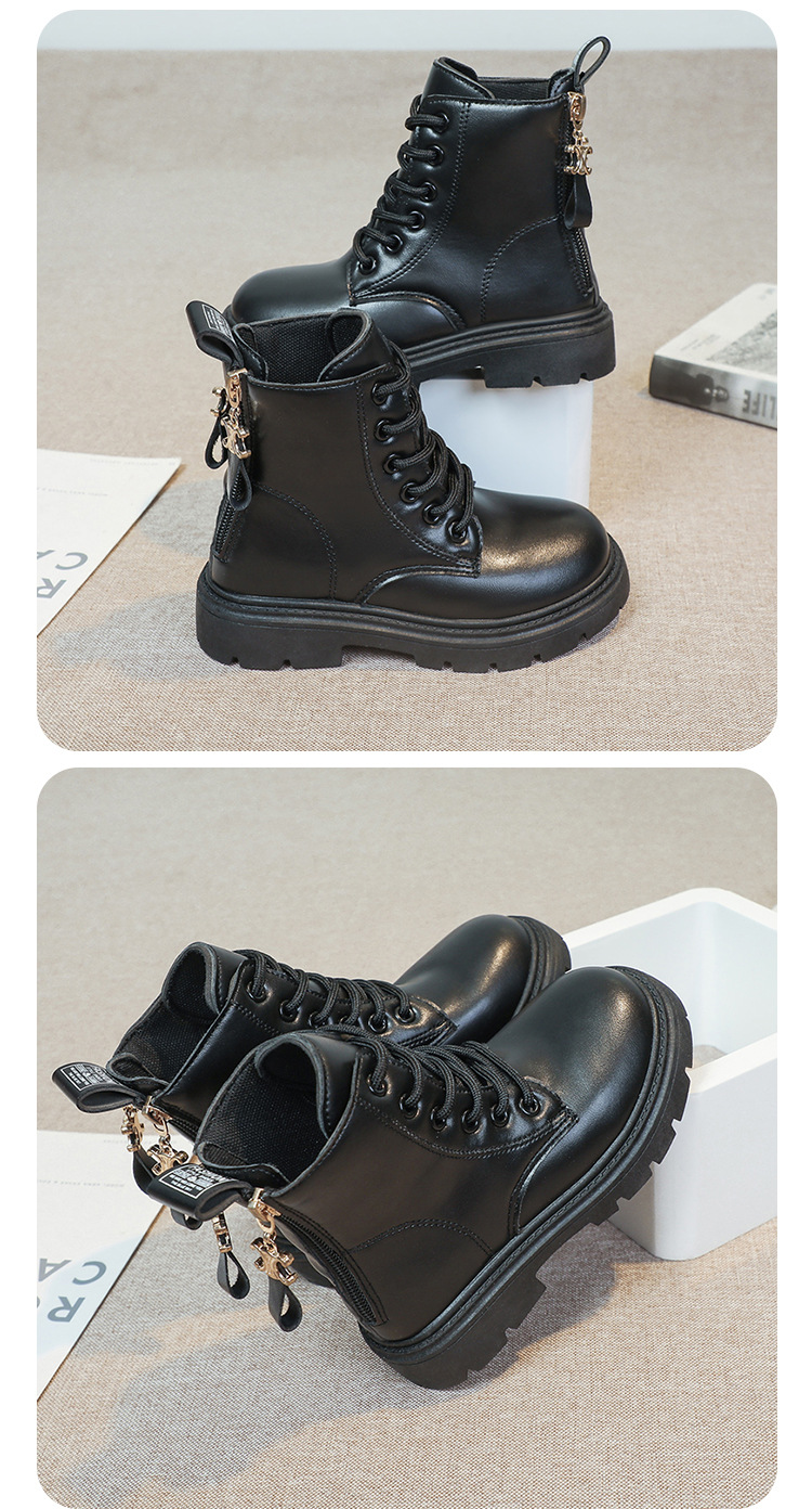 2024 Autumn/Winter New Children's Martin Single Boys' Velvet Short Warm Girls' Soft Bottom Leather Boots_voghion.com