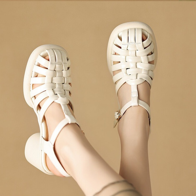 Sheepskin Chengdu handmade genuine leather broken size special women's shoes tailstock clearance molding thick bottom thick high heel pig cage sandals Sheepskin Chengdu handmade genuine leather broken size special women's shoes tailstock clearance molding thick bottom thick high heel pig cage sandals