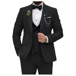 定制款男士西装三件套外贸欧美商务气质修身西服套装英伦风高级感