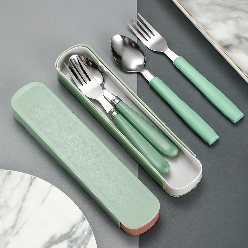 Cross-Border Stainless Steel Portable Tableware for Travel Two-Piece Set Spoon and Fork Set Simple Creative Wholesale Tableware