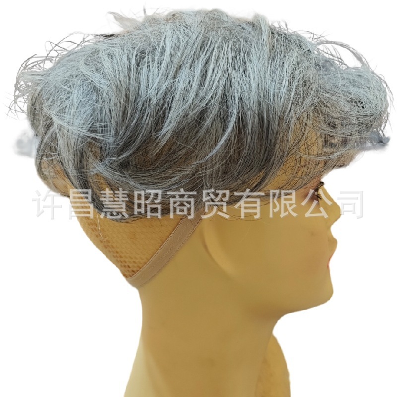 中高年向けウィッグ、白髪補充用ヘアピース、頭頂部カーリングヘアピース、ふわふわショートカーリーヘア、白髪用パーマカバー|undefined