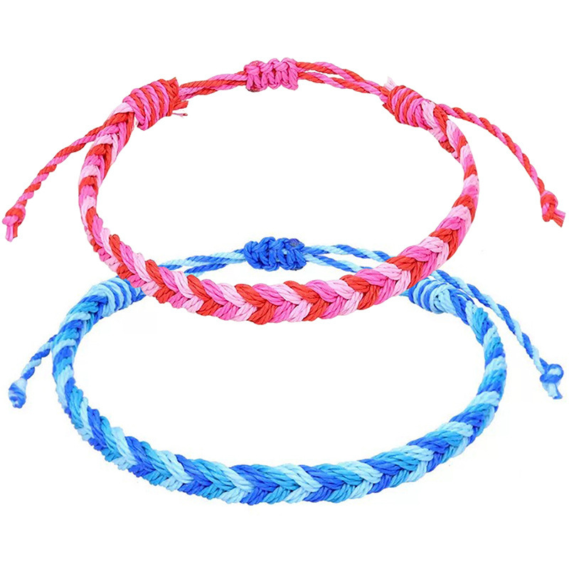Cross-Border Handmade Chinese-Style Retro Braided Flat Wide Six-Strand Mixed Weaving Adjustable Twist Braid Bracelet for Women