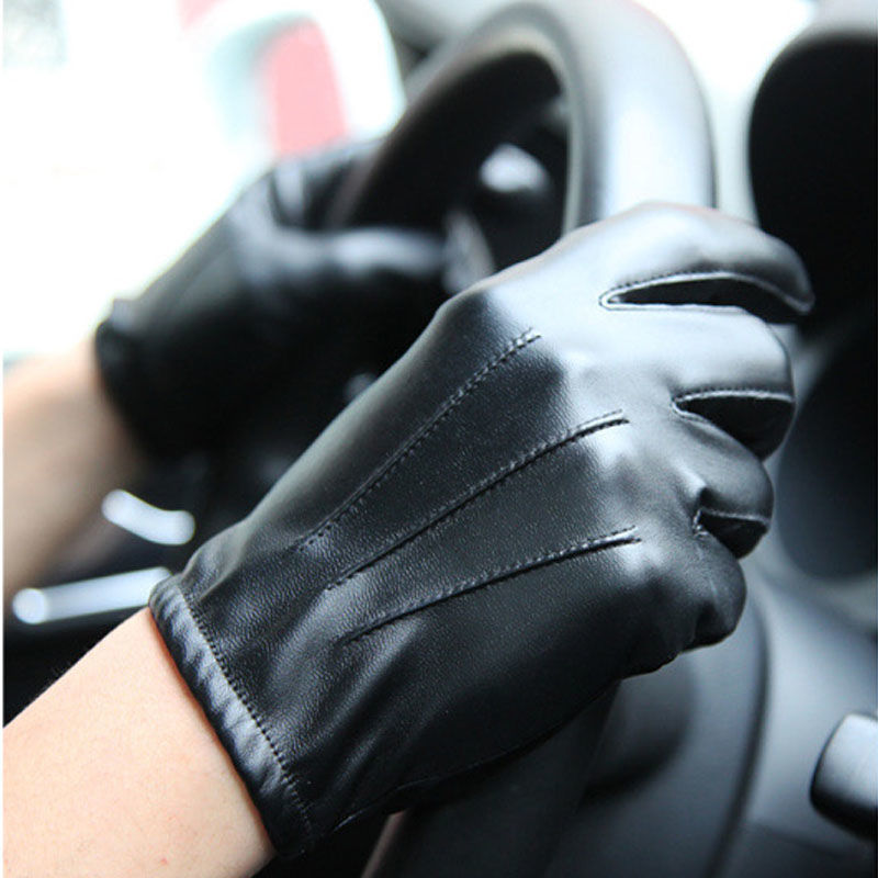 Men's winter warm PU thin touch screen driving gloves, new autumn and winter edition, Korean style wholesale gloves