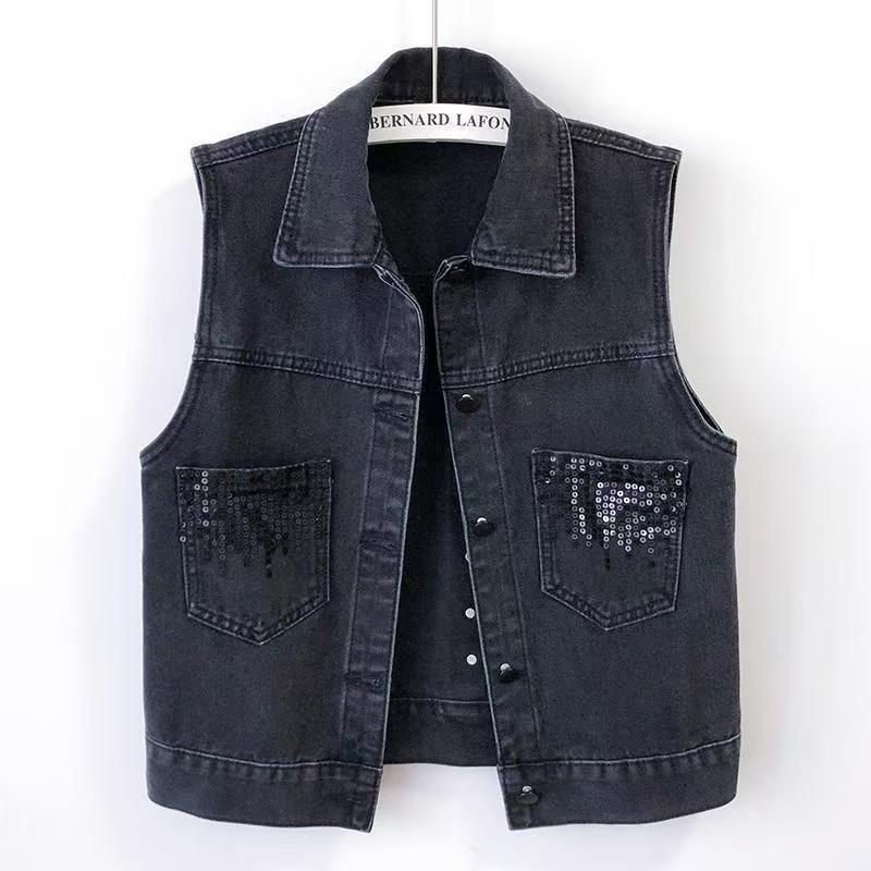 Chaleco de vaquero para mujeres 2025 primavera y otoño nuevo estilo suelto diseño versátil gran chaleco de hombro sin mangas chaqueta image 6