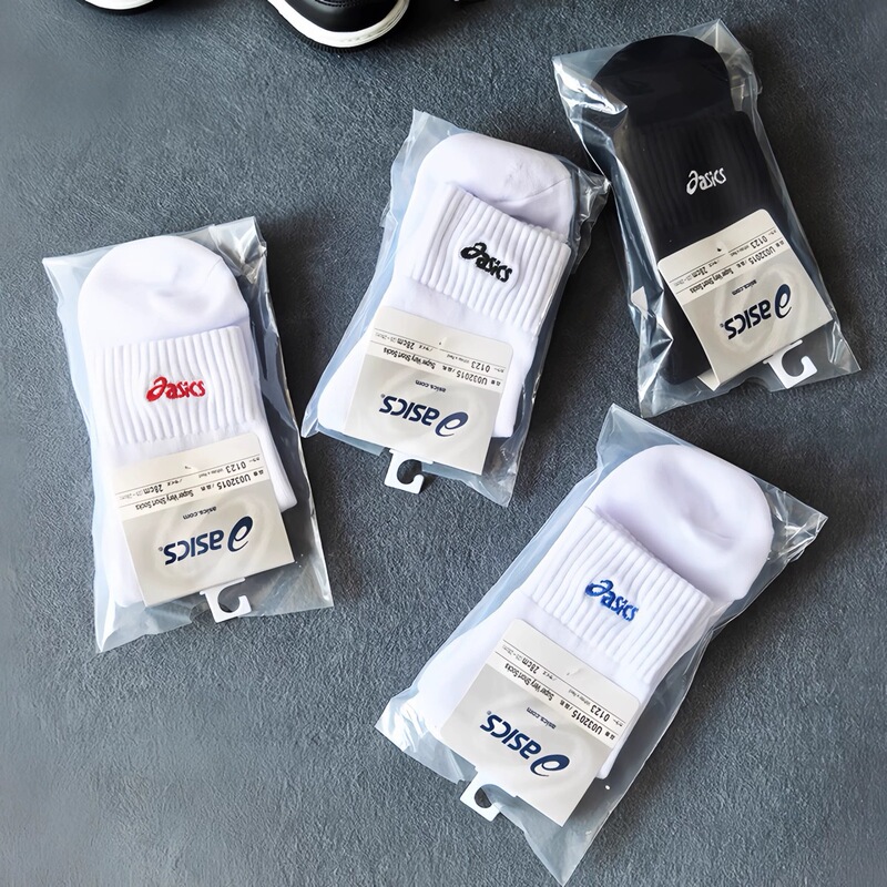 Asics Men's Mid-Calf Thickeneded Towel Bottom Running Professional Sports Socks Badminton Tennis Socks Sweat-Absorbent and Breathable