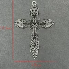 53/Big Flower Vine Ancient White K Black Diamond Cross