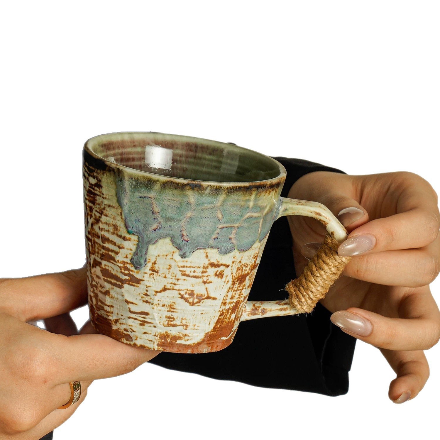 Taza de café nicho diseño de horno de cerámica gruesa cambió taza de marca doméstica taza de té de la tarde taza de latte taza de agua de oficina hombre