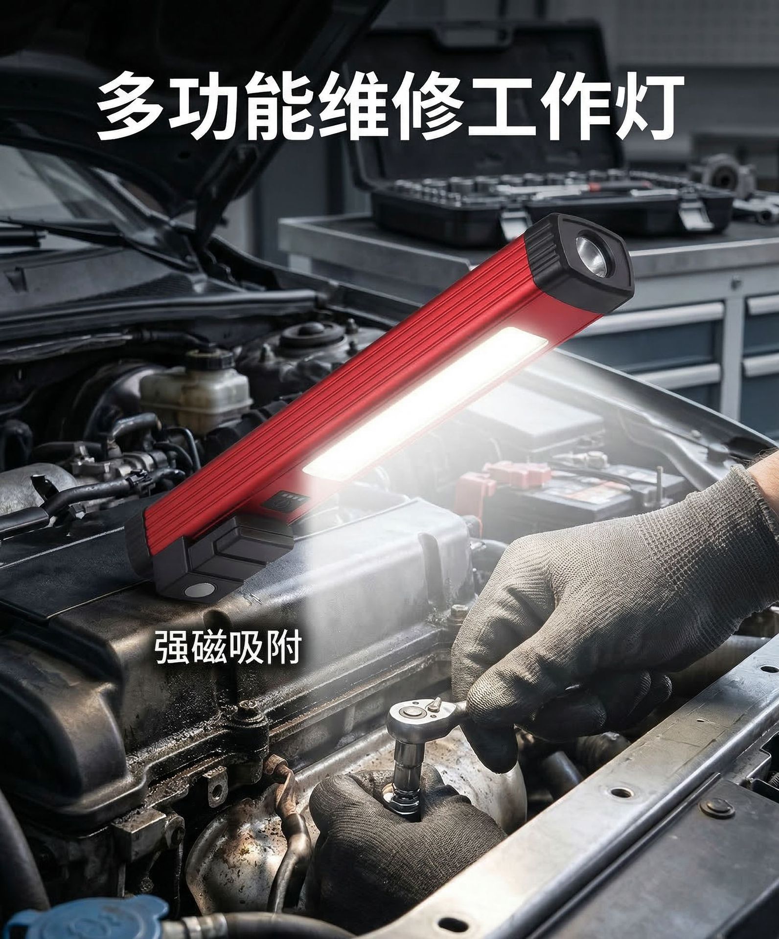 Cross-Border New Model Multifunctional Work Light Cob Side Light Inspection Light Hook Charging Car Repair Light Strong Magnetic Adsorption Lighting