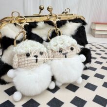 真獭兔毛少女心可爱卡通毛线鸭子玩偶水貂毛汽车钥匙扣毛绒包挂件