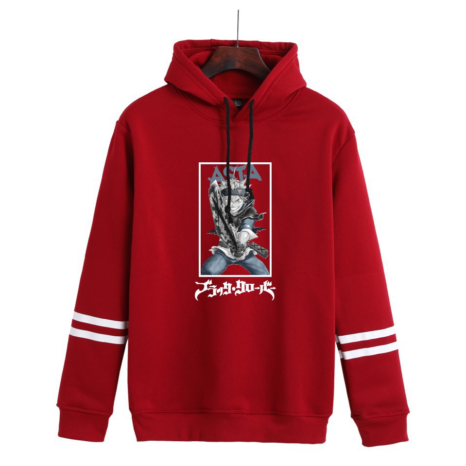 Nuevo estilo transfronterizo popular popular japonés riman black de cuatro hojas-Black Clover más suéter con capucha de terciopelo para mujer