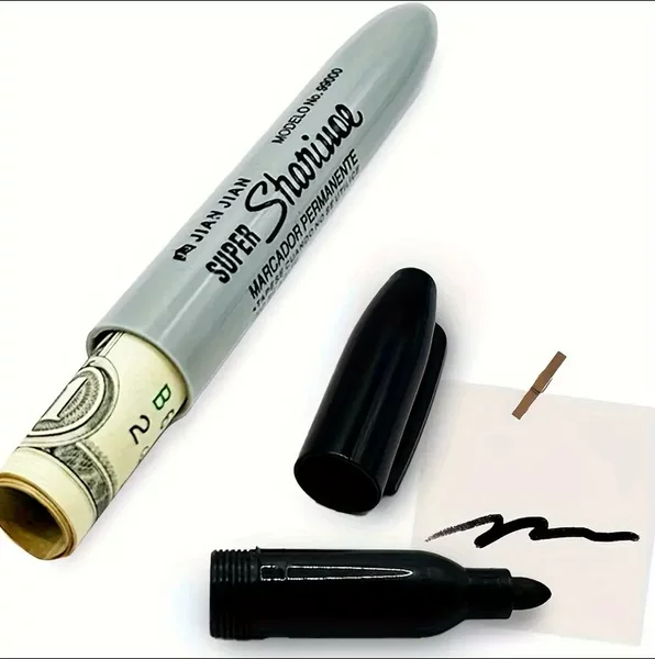 Tricky Fake Marker Pen for Hiding Items and Money, Black Color, for Hiding Private Money and Jewelry, Writable, Team Building Game