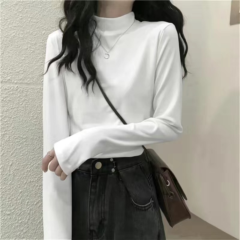 pesado curry doble cara de terciopelo multicolor en una camiseta de terciopelo calentador y camiseta de cuello medio alto de terciopelo camiseta de manga larga mujer image 5