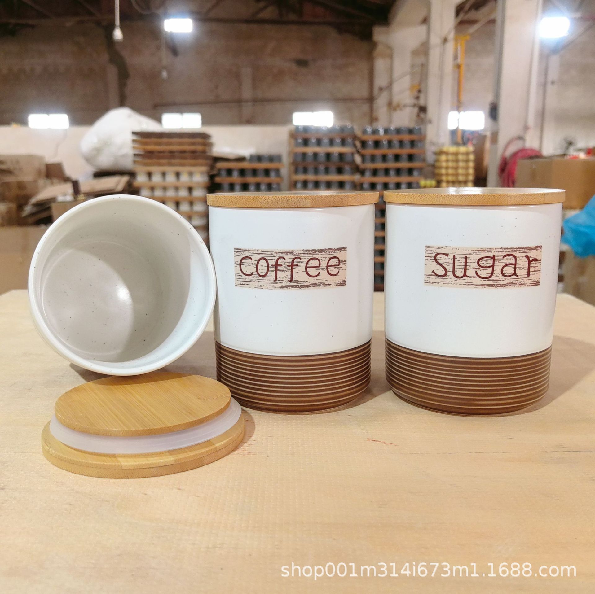 Cocina de alta gama, hogar, hogar, tanque de almacenamiento de cerámica, reno, tanque sellado de gran capacidad, tanque de azúcar de té de granos de café, juego de tres piezas